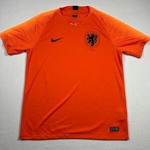 Nike 2018-19 Netherlands KNVB Soccer Home Jersey Mens Size L - Orange/Oranje